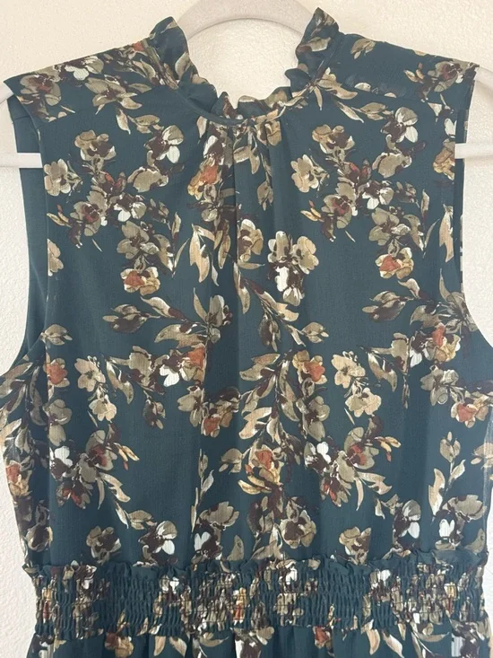 DREW Fern Floral Green Smocked Waist Sleeveless Mini Dress Ruffled M NEW $295 - Picture 3 of 5